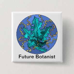 Badge Carré 5 Cm Futur botaniste plante Turquoise