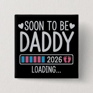 Badge Carré 5 Cm Futur Papa 2026 Annonce de Grossesse en Cours