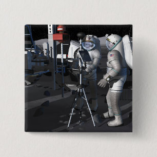 Badge Carré 5 Cm Futures missions 5 d'exploration d'espace