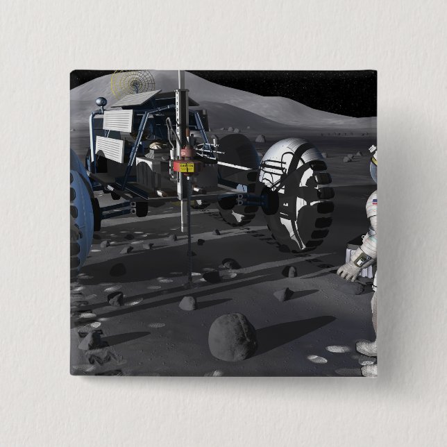 Badge Carré 5 Cm Futures missions d'exploration spatiale (Devant)