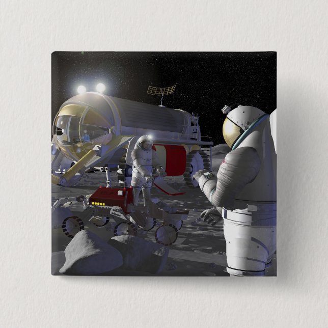 Badge Carré 5 Cm Futures missions d'exploration spatiale 11 (Devant)