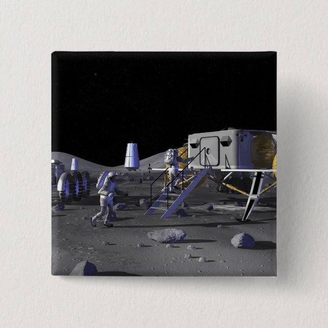 Badge Carré 5 Cm Futures missions d'exploration spatiale 13 (Devant)