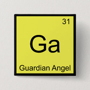 Badge Carré 5 Cm Ga - Ange Gardien Symbole d'élément de chimie drôl