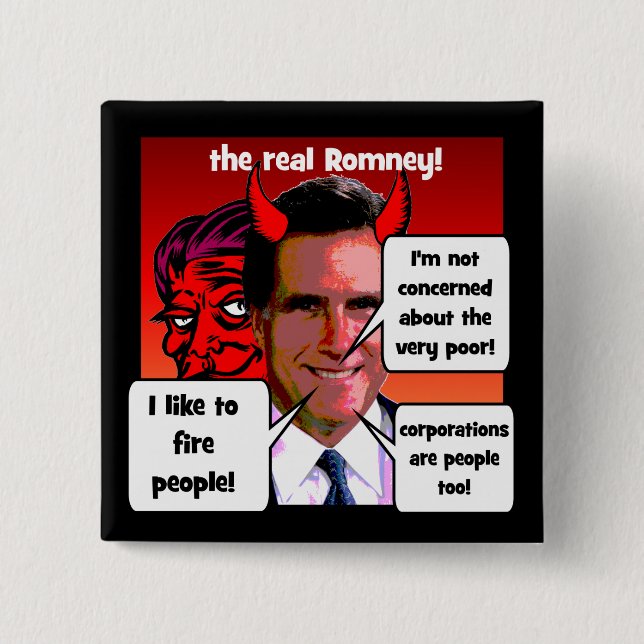 Badge Carré 5 Cm Gaffes de Mitt Romney (Devant)
