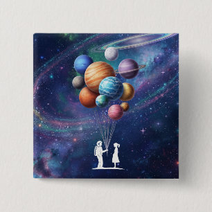 Badge Carré 5 Cm Galaxie