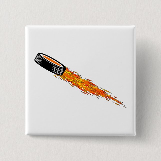Badge Carré 5 Cm Galet d'hockey flamboyant (Devant)