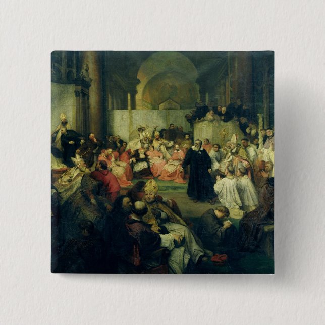 Badge Carré 5 Cm Galilée devant le Conseil, 1861 (Devant)