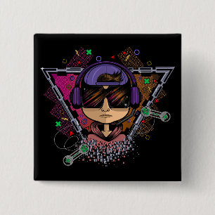 Badge Carré 5 Cm Gamer Boy