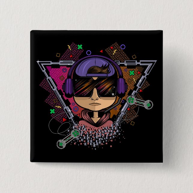 Badge Carré 5 Cm Gamer Boy (Devant)