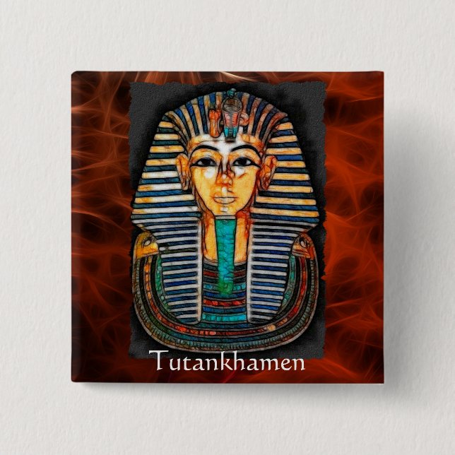Badge Carré 5 Cm Gamme de cadeaux Pharaon égyptien TUTANKHAMEN (Devant)