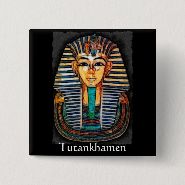 Badge Carré 5 Cm Gamme de cadeaux Pharaon égyptien TUTANKHAMEN (Devant)