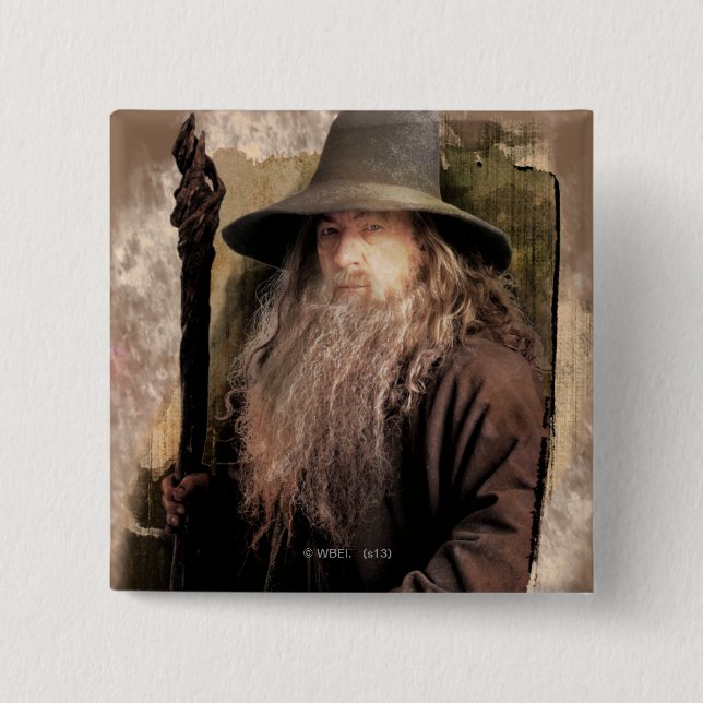 Badge Carré 5 Cm Gandalf Avec Personnel (Devant)