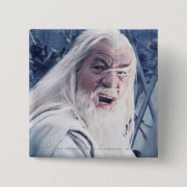 Badge Carré 5 Cm GANDALF™ En Bataille (Devant)