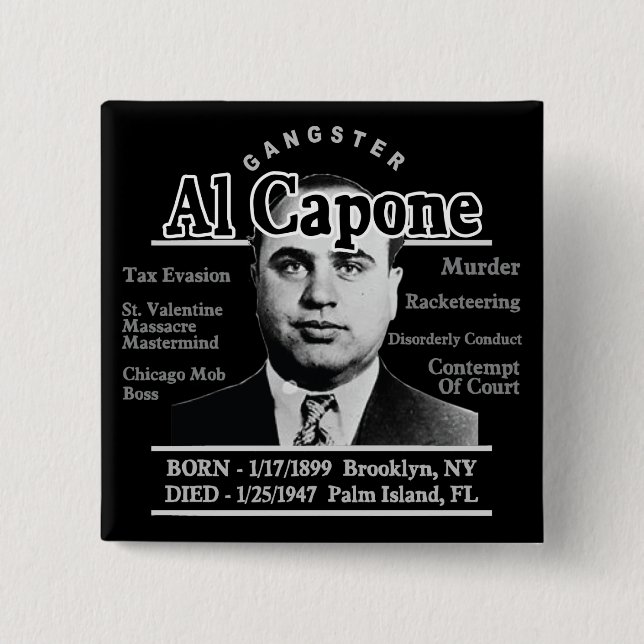 Badge Carré 5 Cm Gangster Al Capone (Devant)