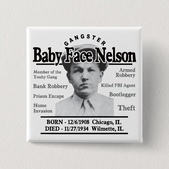 Badge Carré 5 Cm Gangster Baby Face Nelson (Devant)