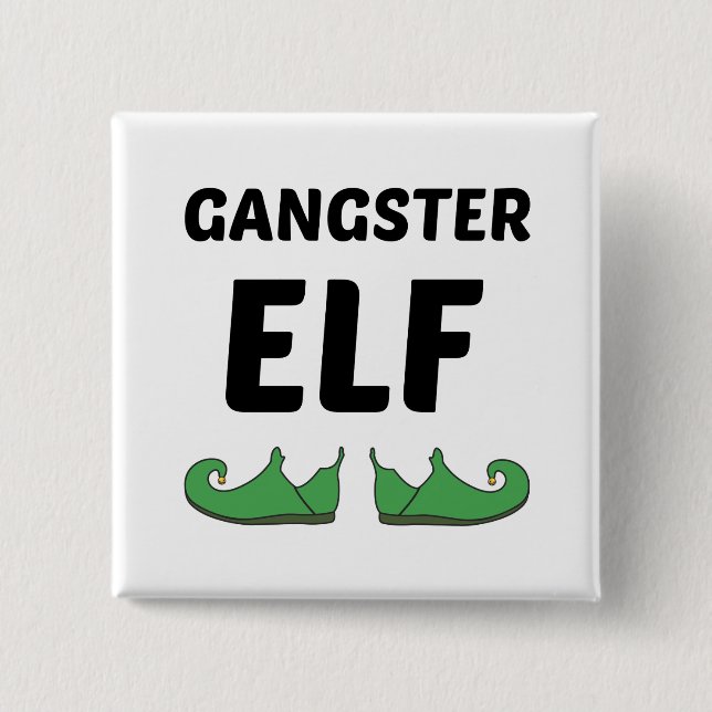 BADGE CARRÉ 5 CM GANGSTER ELF (Devant)
