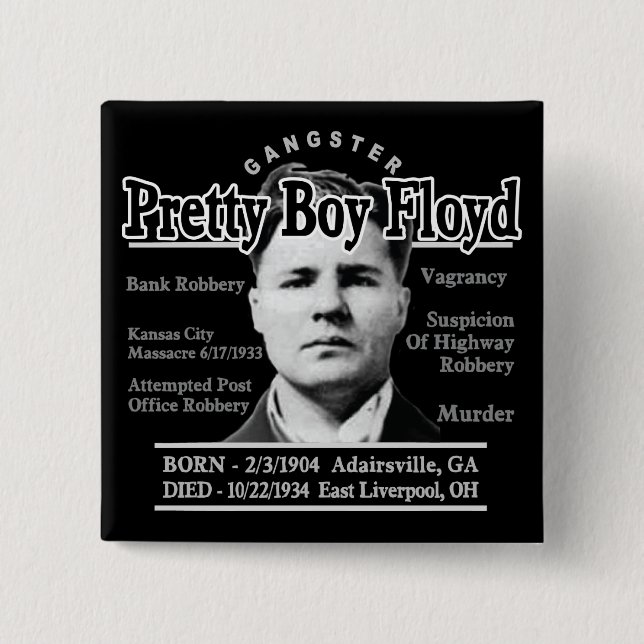Badge Carré 5 Cm Gangster Pretty Boy Floyd (Devant)