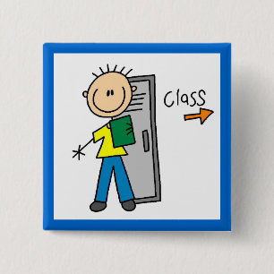 Badge Carré 5 Cm Garçon à l'école