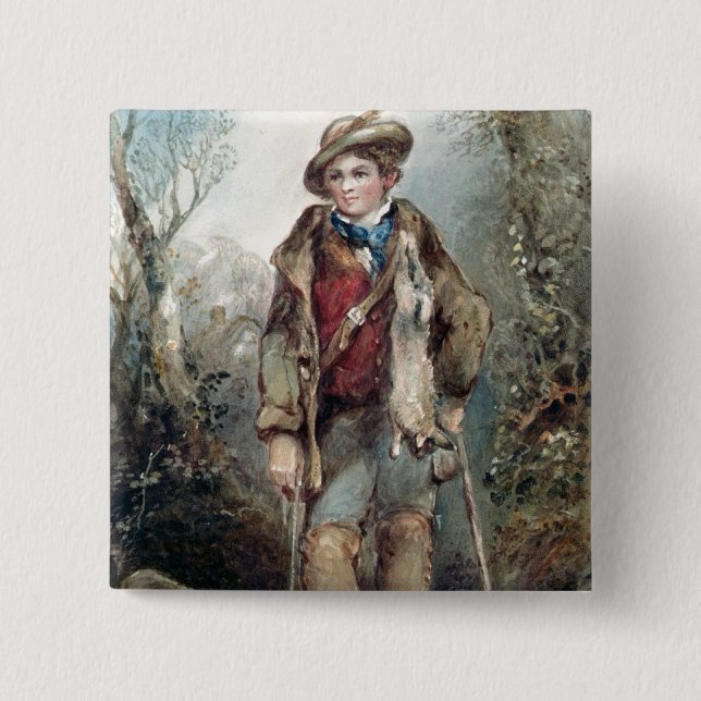 Badge Carré 5 Cm Garçon avec des lapins (Devant)