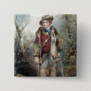 Badge Carré 5 Cm Garçon avec des lapins