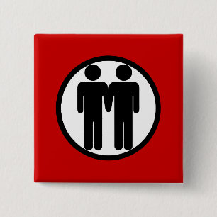 Badge Carré 5 Cm Garçon + Bouton rouge de garçon