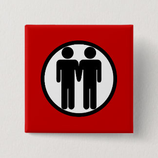 Badge Carré 5 Cm Garçon + Bouton rouge de garçon