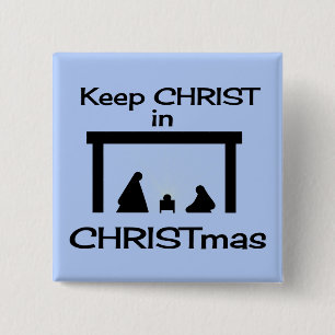 Badge Carré 5 Cm Garder le CHRIST dans le bouton Carré CHRISTmas /