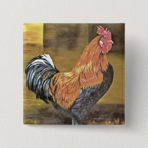 Badge Carré 5 Cm Garder les poulets de l'agriculture de l'art coq