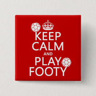 Badge Carré 5 Cm Gardez le calme et le jeu Footy (le football) (le
