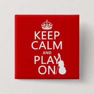 Badge Carré 5 Cm Gardez le calme et le jeu sur (violon) (toute