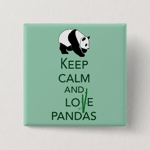 Badge Carré 5 Cm Gardez votre calme et aimez les pandas - Tirage d'