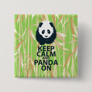 Badge Carré 5 Cm Gardez votre calme et Panda sur le cadeau de conce