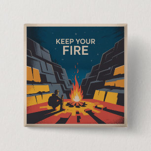 Badge Carré 5 Cm Gardez Votre Feu