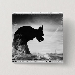 BADGE CARRÉ 5 CM GARGOUILLE NOTRE DAME PARIS FRANCE