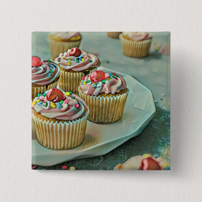 Badge Carré 5 Cm Gâteau à la crème glacée (Devant)