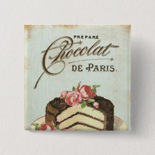 Badge Carré 5 Cm Gâteau au chocolat vintage Paris