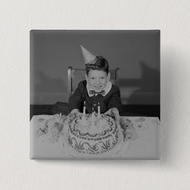 Badge Carré 5 Cm Gâteau d'anniversaire (Devant)
