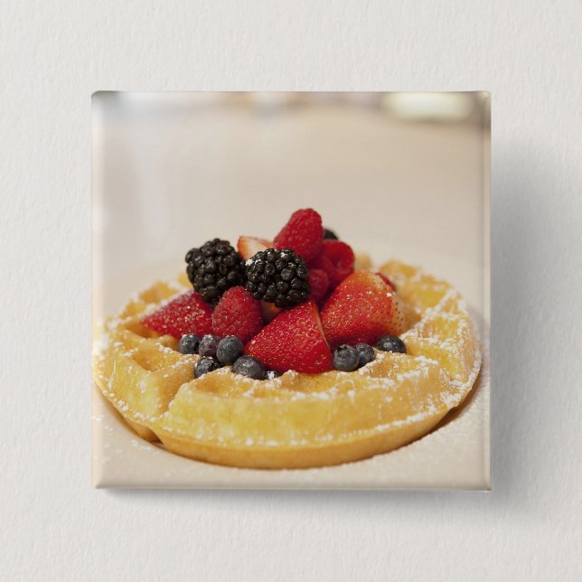 Badge Carré 5 Cm Gaufre aux fruits frais (Devant)