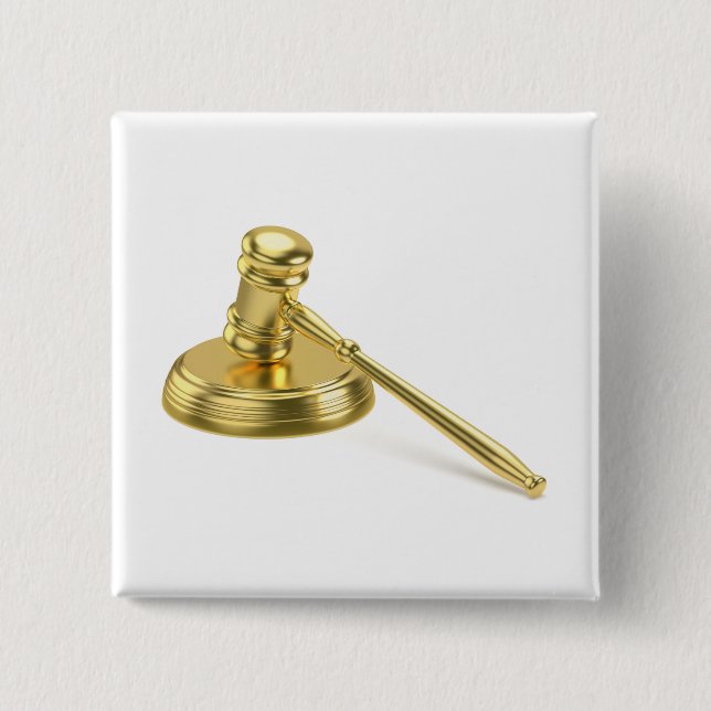 Badge Carré 5 Cm Gavel d'or (Devant)