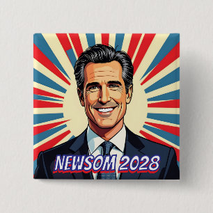 Badge Carré 5 Cm Gavin Newsom   Le gouverneur favori de Californie