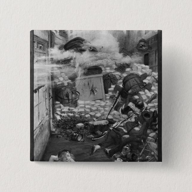 Badge Carré 5 Cm Gavroche rassemblant des cartouches (Devant)