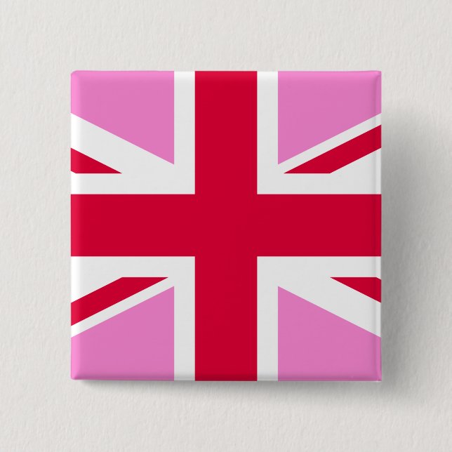 Badge Carré 5 Cm GAY PRIDE britannique (Union Jack rose) (Drapeau b (Devant)