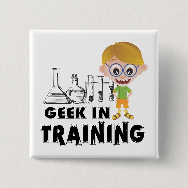 Badge Carré 5 Cm Geek en chimie de formation (Devant)