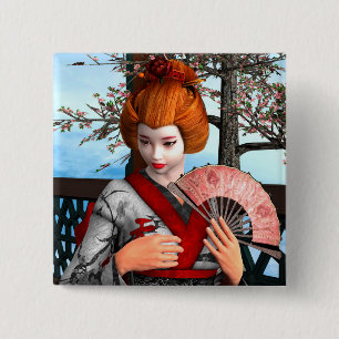Badge Carré 5 Cm Geisha