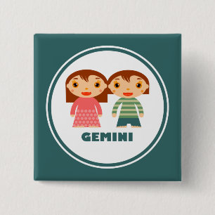 Badge Carré 5 Cm Gemini est mon signe zodiaque