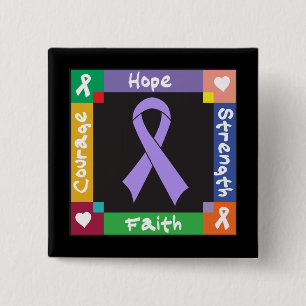Badge Carré 5 Cm Général Cancer Hope Force Faith