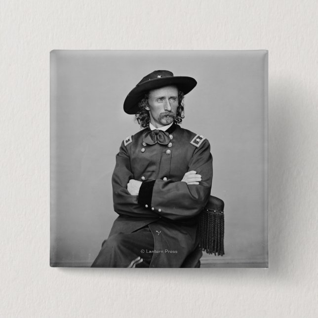 Badge Carré 5 Cm Général George Custer 1 (Devant)