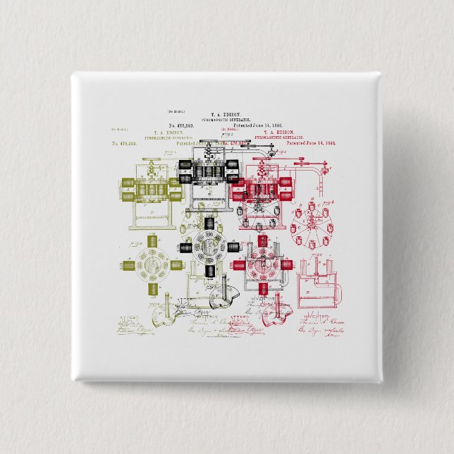 Badge Carré 5 Cm Générateur d'Edison (Devant)