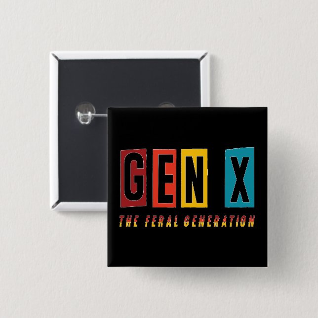 Badge Carré 5 Cm Génération Feral Gen X (Devant & derrière)