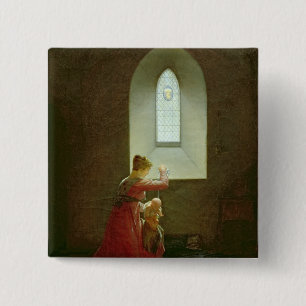 Badge Carré 5 Cm Genevieve de Brabant baptisant son fils en prison